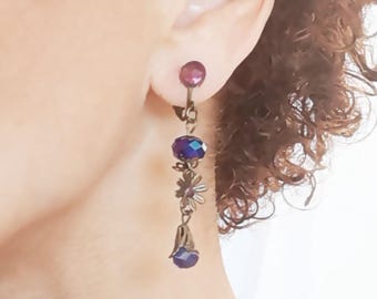 CLIPS ロングクリップイヤリング ハードブルー＆ブロンズ ヴィンテージ