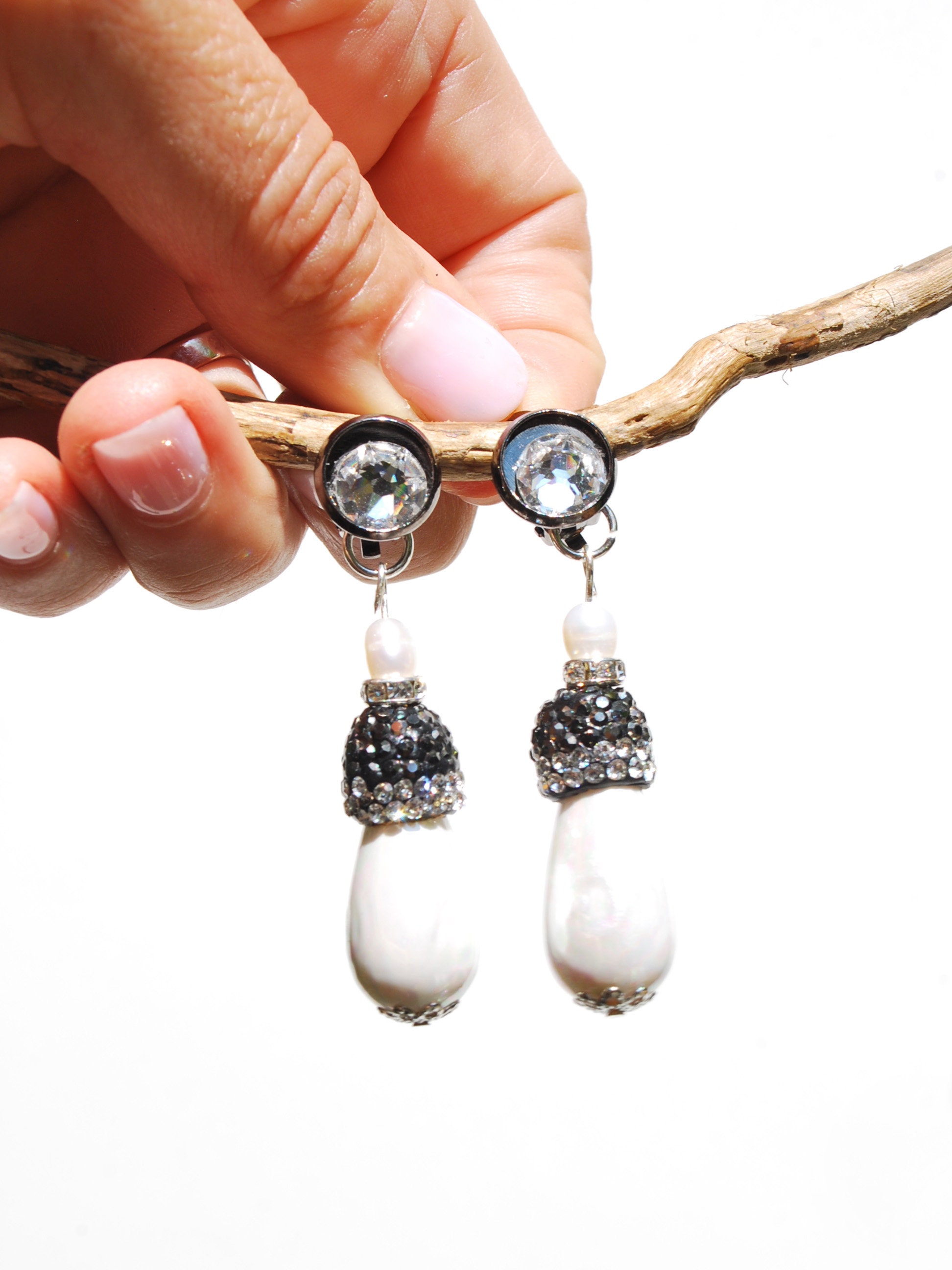 Boucles d'Oreille en Or et perles pour oreilles non percée