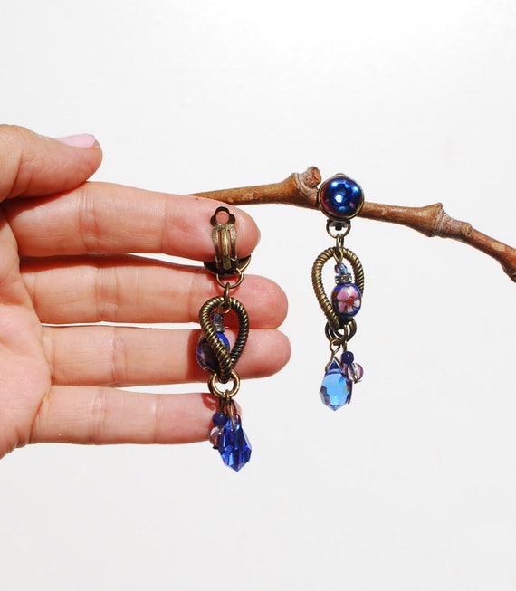 Boucles D'oreilles Pendantes En Bronze Et Strass - Bijoux Faits Main Colorful USA - Neuf Avec étiquettes