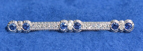 Antique Montana Yogo Sapphires and Diamond Platin… - image 4