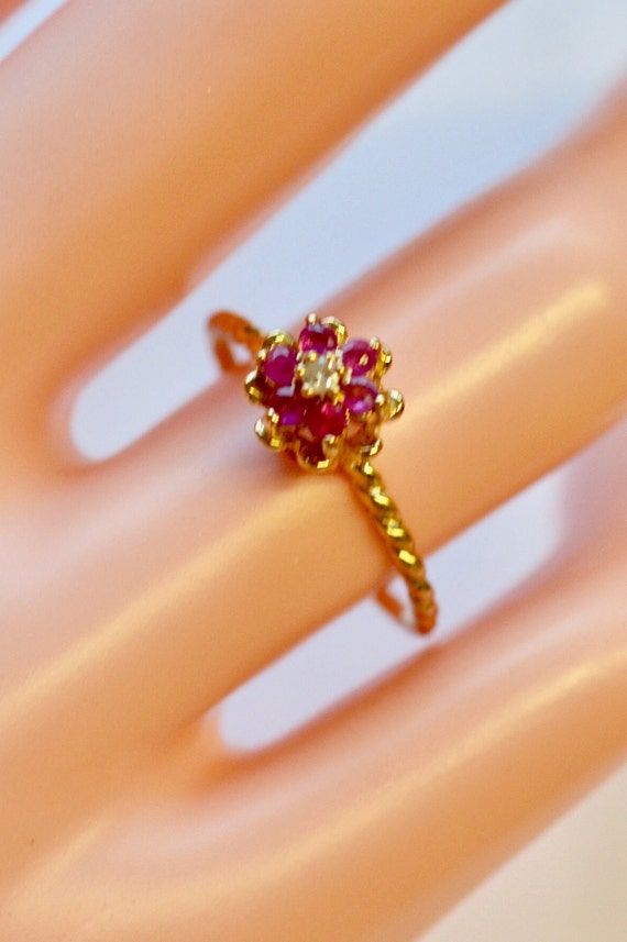 Vintage Ruby and Diamond Ring Earth Mined Rubies S