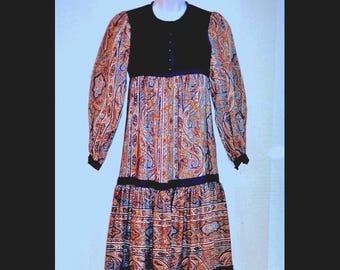 YSL Paisley Wool Midi Dress: Yves Saint Laurent Rive Gauche 1976