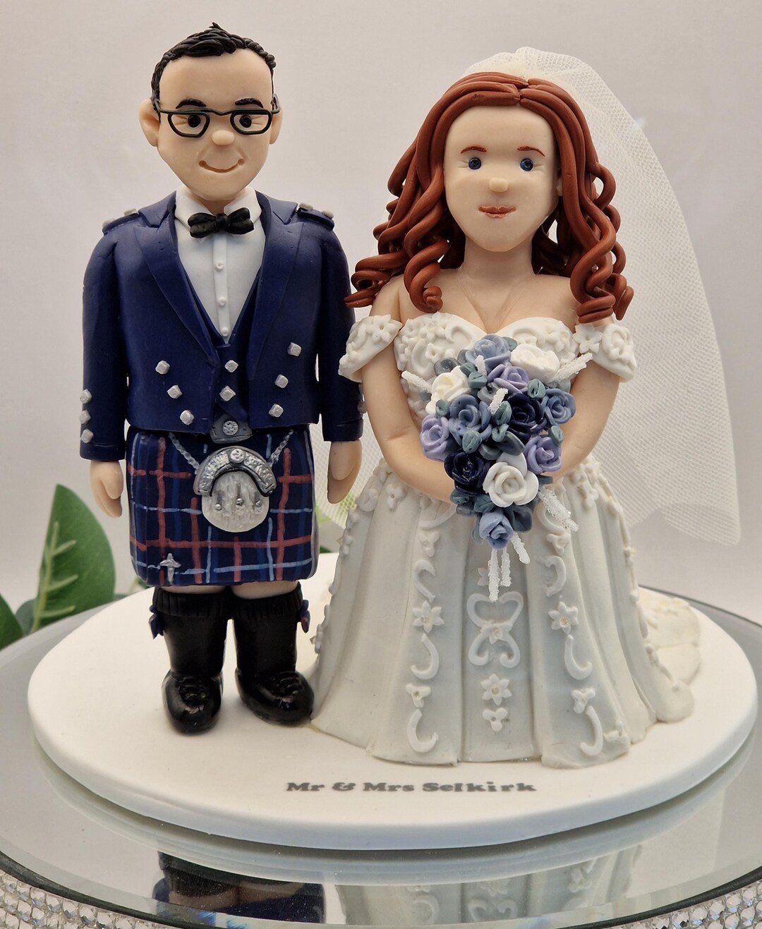 Personalized Clay Wedding Cake Topper: Scottish Kilt Bride & Groom - Etsy