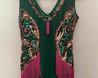 emerald green showgirl circus dance costume