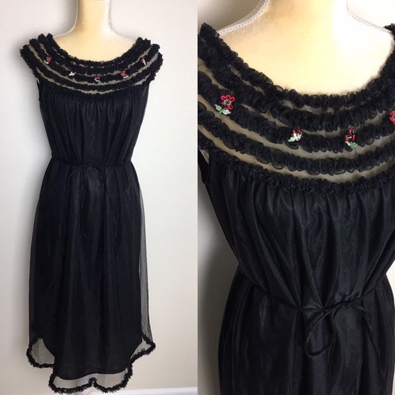 vintage penney's adonna chiffon ruffle nightgown