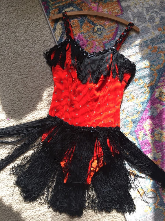 Vintage handmade rhinestone showgirl dance costume