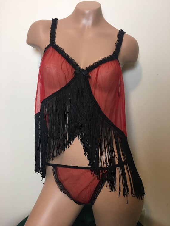Vintage fringe lingerie set - image 1
