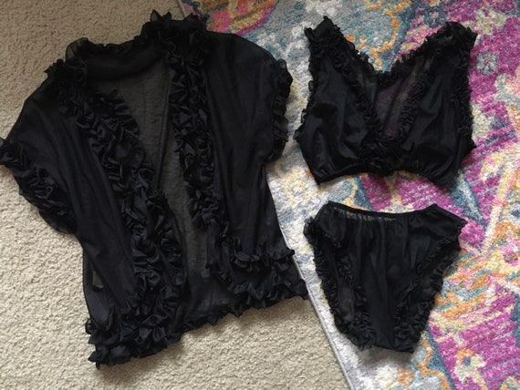 Vintage babydoll set // 1960s 3 piece lingerie se