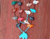 Native American Navajo 2 Strand Bear Fetish Necklace
