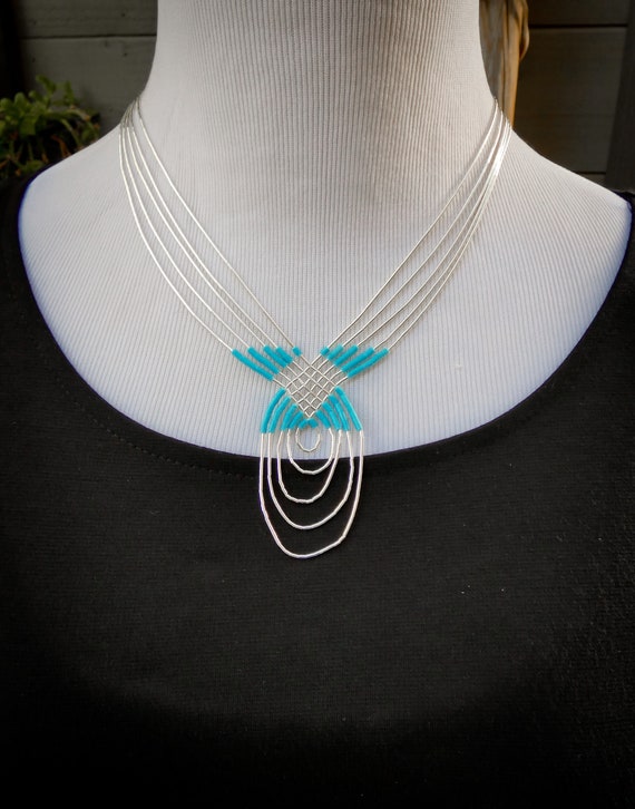 Native American Liquid Sterling Silver Turquoise … - image 7