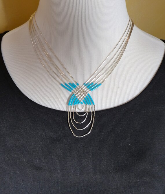 Native American Liquid Sterling Silver Turquoise … - image 6