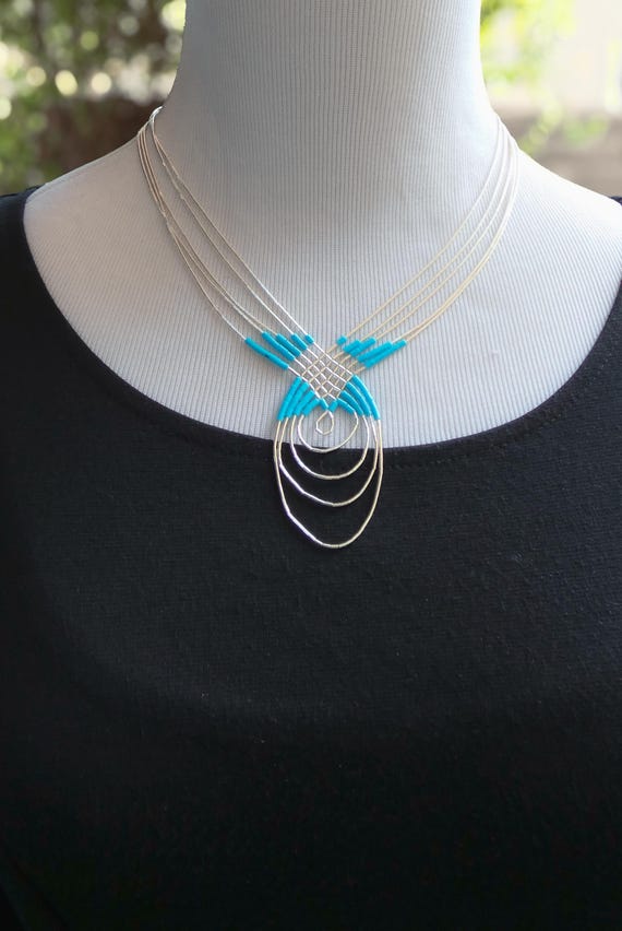 Native American Liquid Sterling Silver Turquoise … - image 4