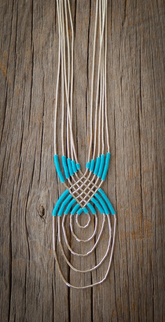 Native American Liquid Sterling Silver Turquoise … - image 5