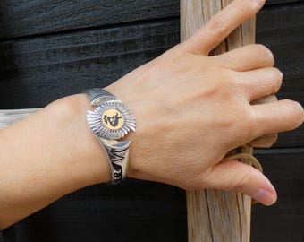 Mike Smith Sterling Silver and Gold Filled Overlay Kokopelli