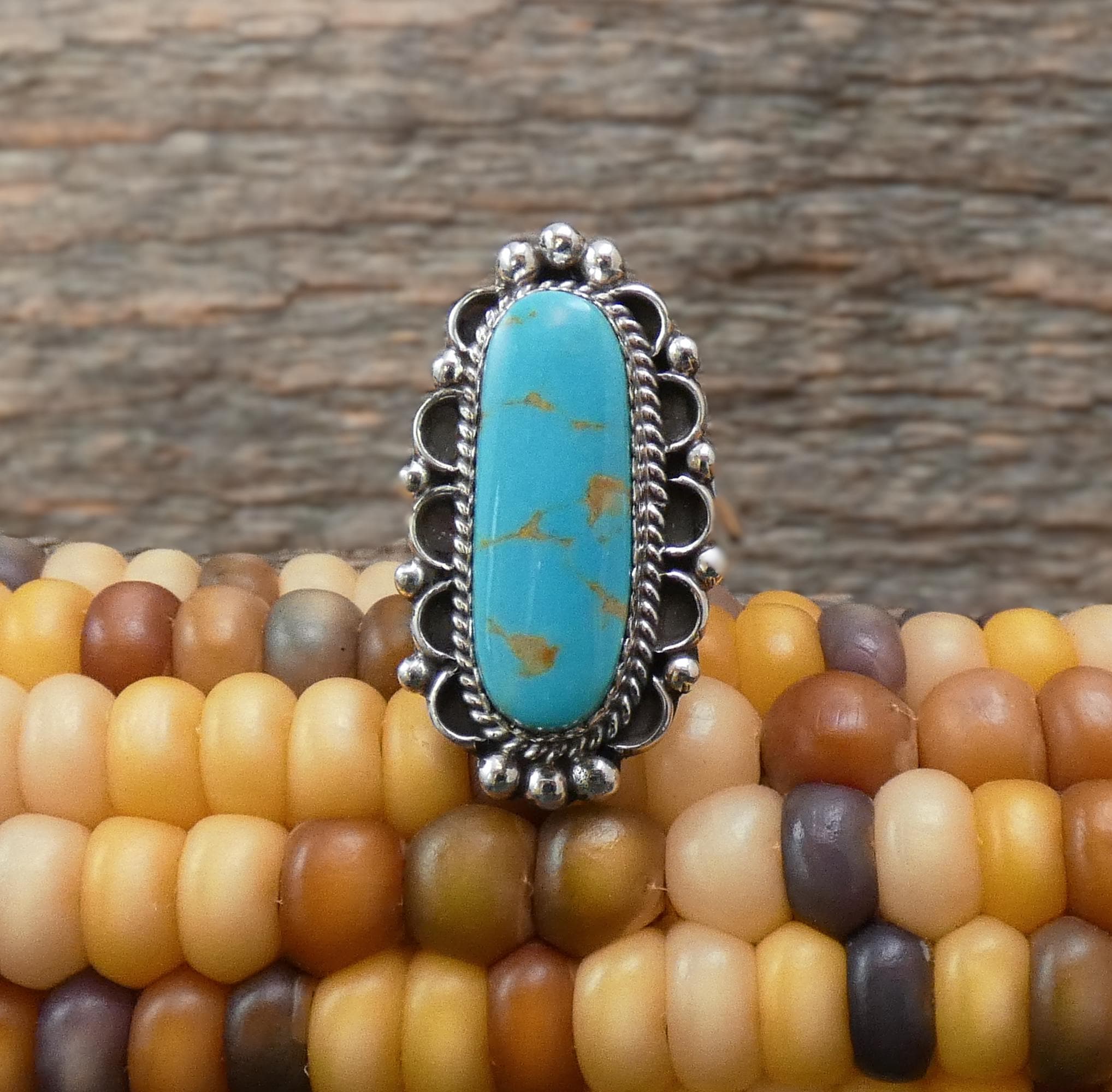 Navajo Kingman Turquoise Sterling Silver Ring, Signed JCY, Size 6.5 - Etsy