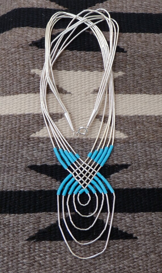 Native American Liquid Sterling Silver Turquoise … - image 3
