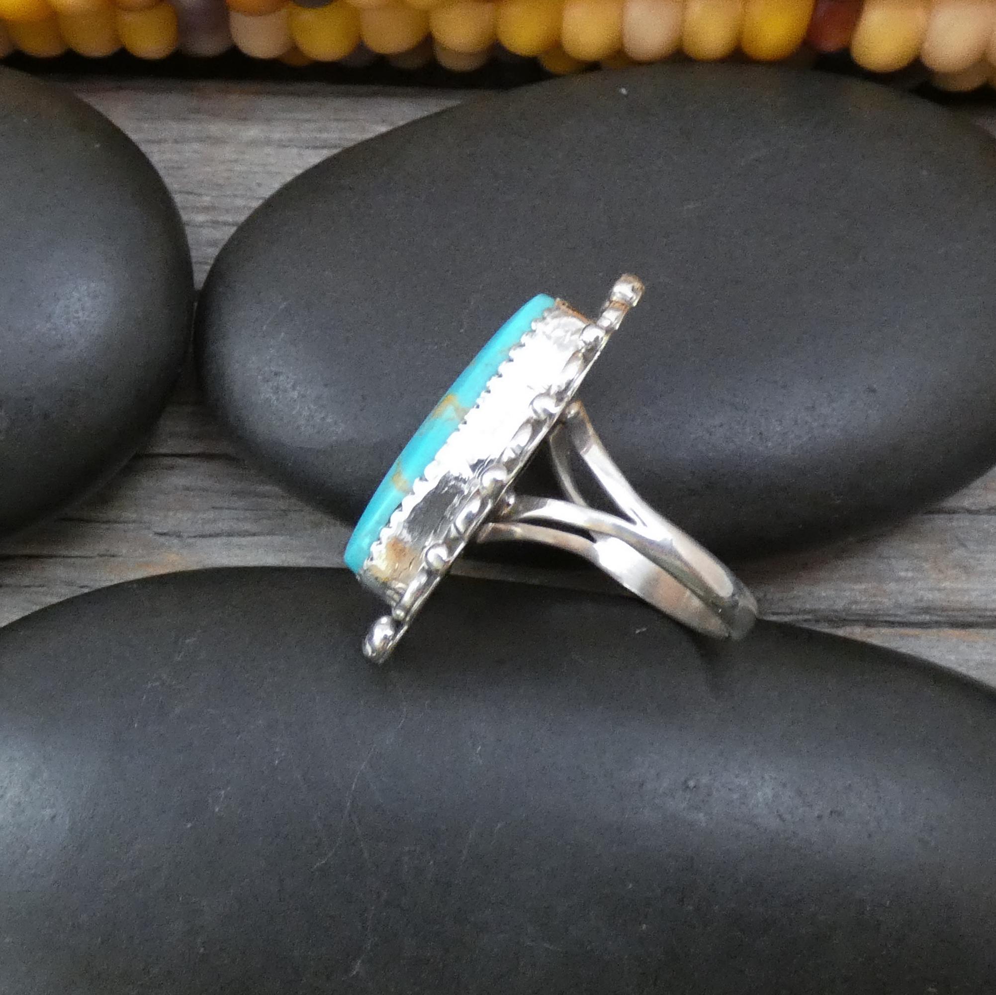 Navajo Kingman Turquoise Sterling Silver Ring, Signed JCY, Size 6.5 - Etsy