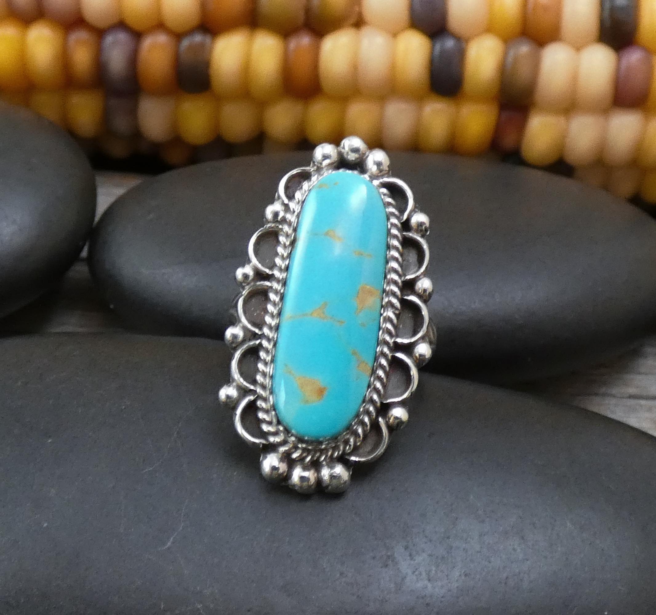 Navajo Kingman Turquoise Sterling Silver Ring, Signed JCY, Size 6.5 - Etsy