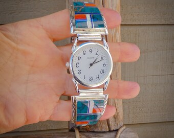 時計 Nadia vintage Indian jewelry Watch Vintage Lapis Inlay Sterling Silver Nadia Quartz Watch