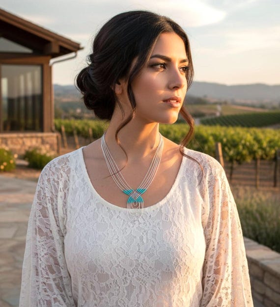 Native American Liquid Sterling Silver Turquoise … - image 1