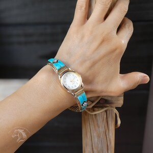 Q&Q Native American Sterling 12KGF Tips Womens Watch 21mm New Battery Native american womens watch - Gem main image 3