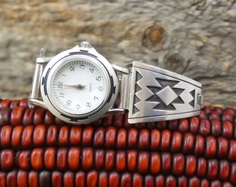 Authentieke Native American Navajo Southwest Design 925 Sterling zilveren horlogeband, cadeau voor haar, gemaakt in de VS