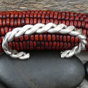 Native American Men's Navajo Vintage 925 Sterling Silver Heavy Rope Cuff Bracelet