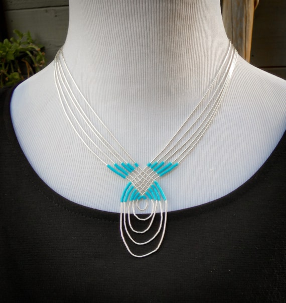 Native American Liquid Sterling Silver Turquoise … - image 8