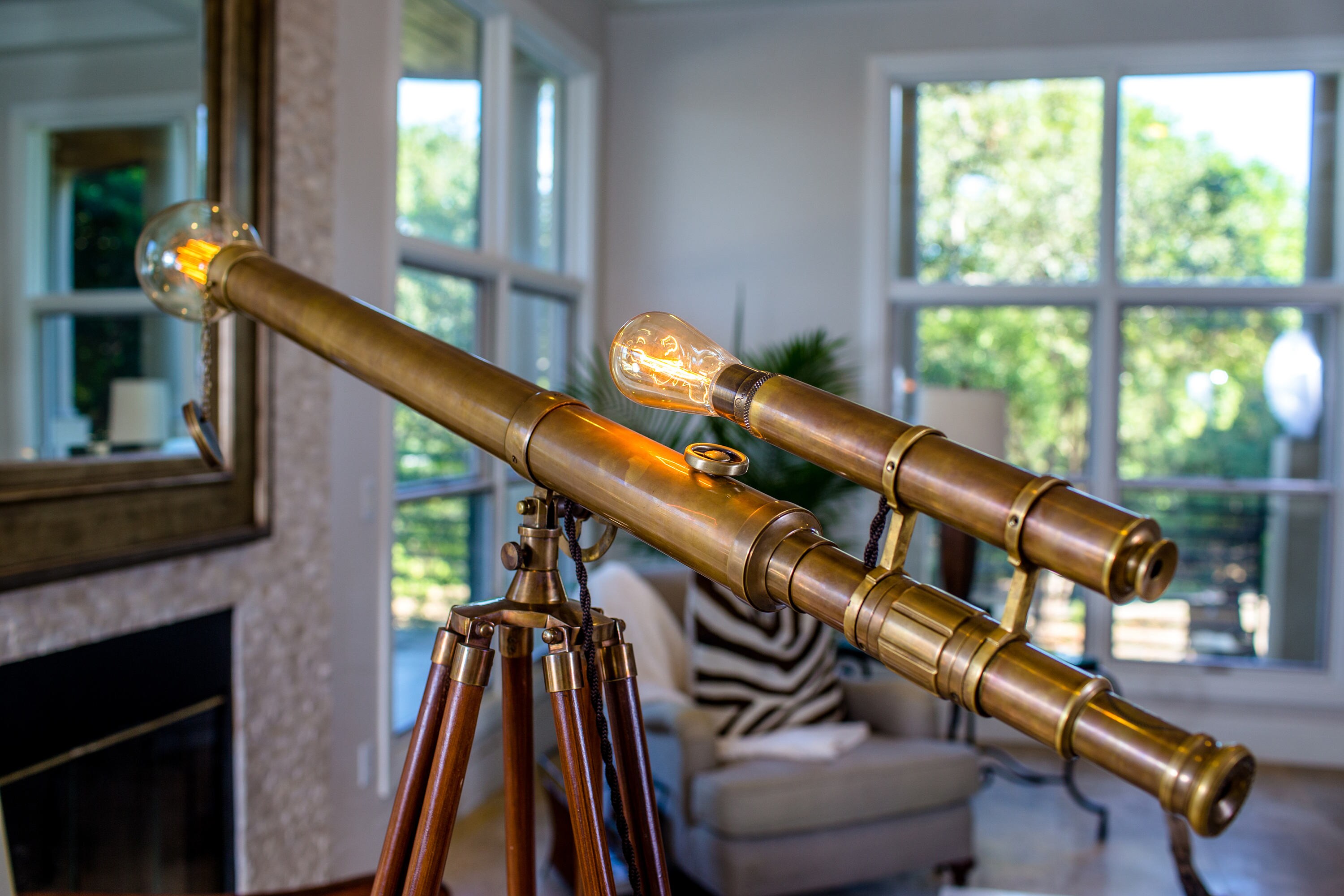 Vintage style brass telescope lamp Etsy