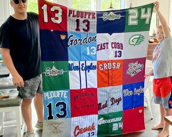 Memory T-Shirt Quilt, College Graduation Gift, Gift for Dad, Plush Fleece Backing,
