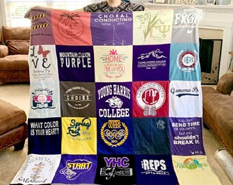 Custom T-Shirt Memory Blanket, College Graduation Gift