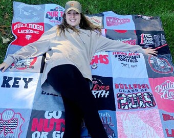 Custom T-Shirt Memory Blanket, Graduation Gift, College Gift