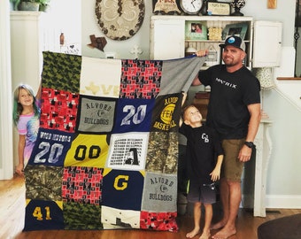 GIFT FOR DAD, tshirt blanket, Memory Blanket, college gift, graduation gift, birthday gift,  Hugs from Heaven, Memory Pillow, birthday gift