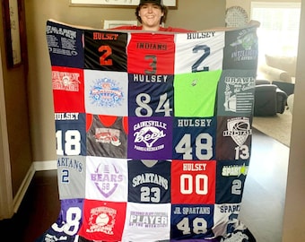Sports gift, Memory Blanket, athlete gift, running gift, college gift, graduation gift, birthday gift, tshirt blanket