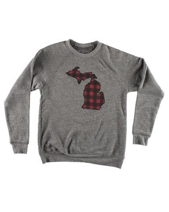 Michigan Buffalo Plaid Flannel Crewneck 