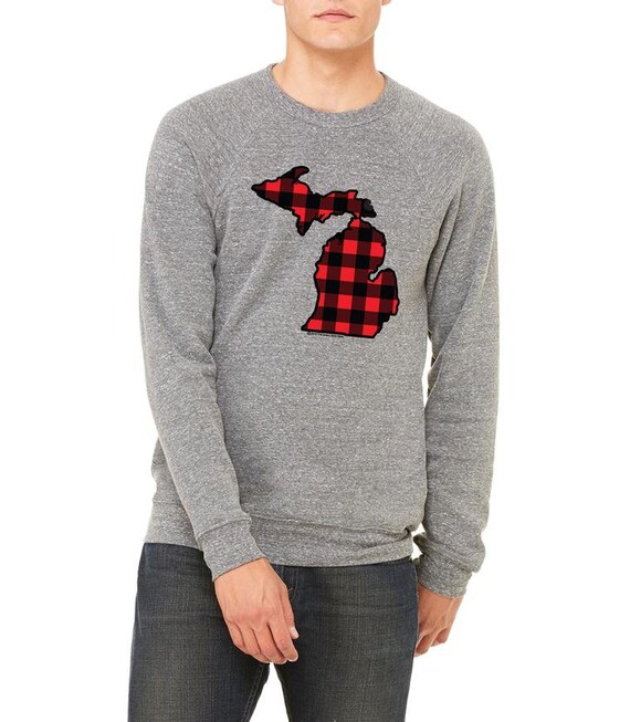 Michigan Buffalo Plaid Flannel Crewneck 
