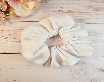 White scrunchie for ponytails and buns hairstyles, accessories for women and girls, bridesmaids and bridal party gifts