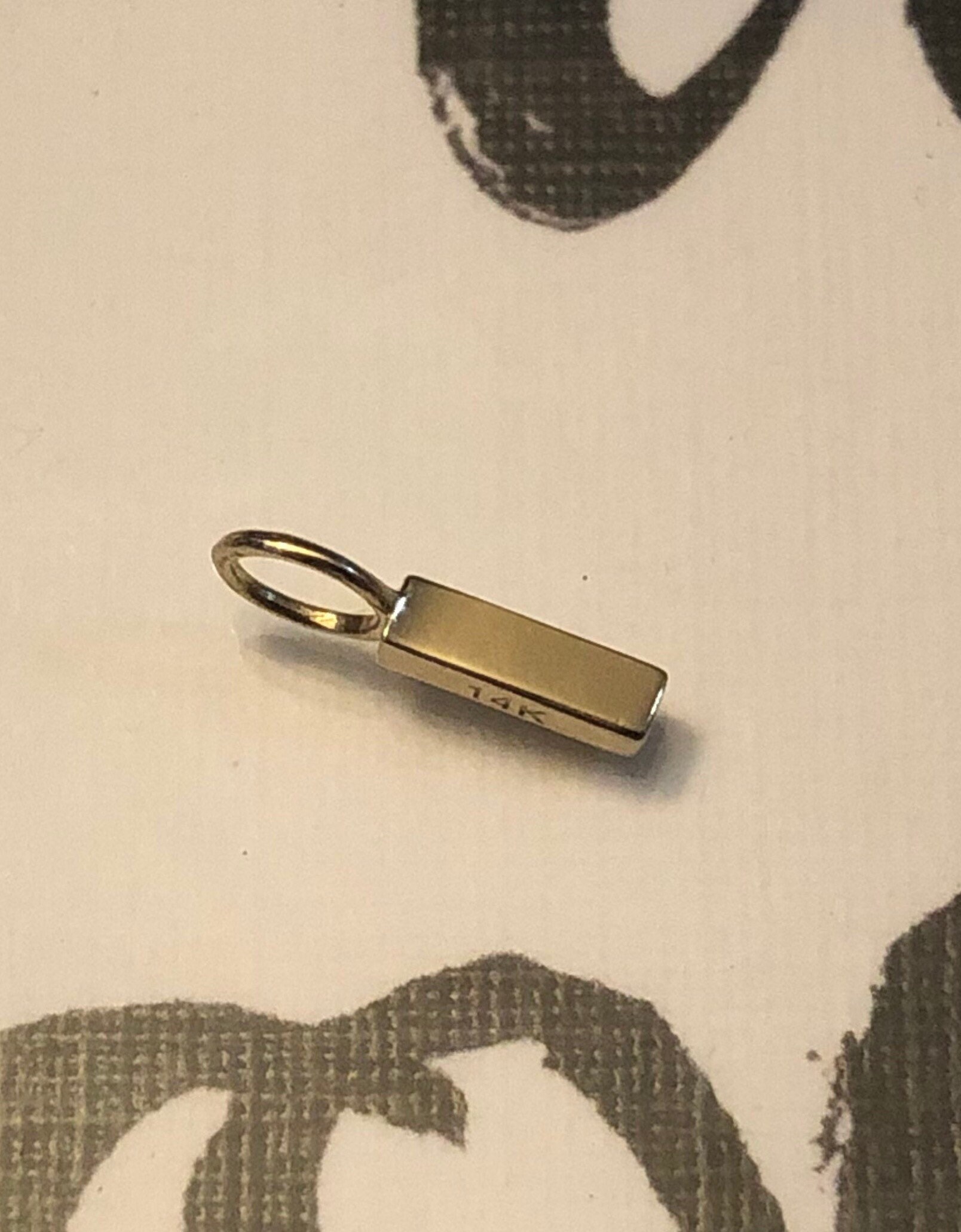 14K Yellow Gold Solid Gold Bar Charm Pendant Ready to Wear Etsy