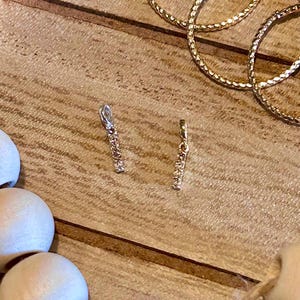 14K Yellow Gold White Gold Solid Gold Bar with Natural Genuine Diamond Charm Pendant .02 Carat Diamond Ultra TINY DAINTY Minimalist