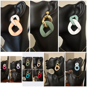 Big Candy Colors Statement Acrylic Chunky Matte Maximalist Winter Spring Summer Fall Jewelry Earrings Trend Women Sold as Pair
