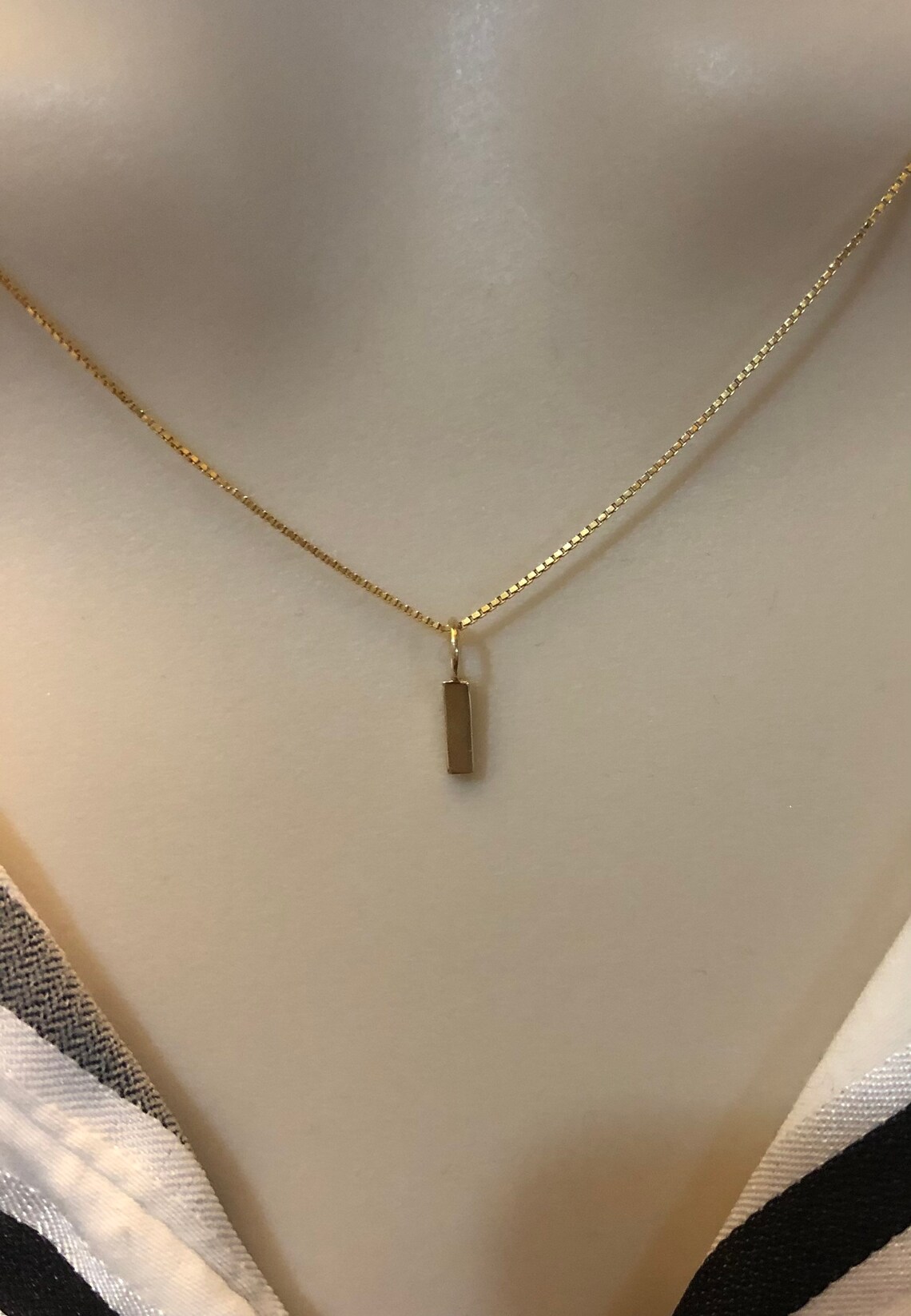 14K Yellow Gold Solid Gold Bar Charm Pendant Ready to Wear Etsy