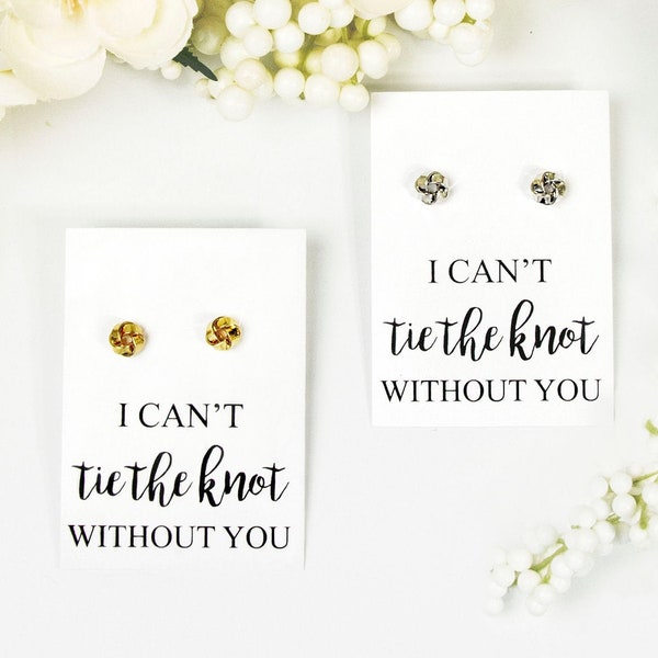 Tie the Knot-oorbellen: cadeau bruidsmeisje, zilveren of gouden knoopstekers