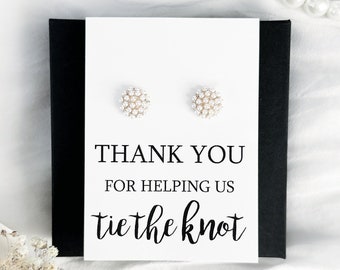 Personalized Bridal Party Tie The Knot Pearl Earrings Gift,Custom Thank You Bridesmaid Gift,Thank You Bridesmaid Pearl Earrings Gift For Her
