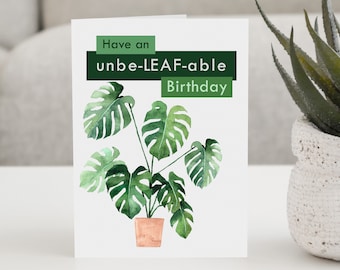 Niesamowita urodzinowa kartka z roślinami: Monstera Plant Mom/Dad