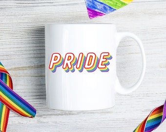 Pride LGBTQ Rainbow Coffee Mug,LGBTQ Pride Mug,Gay Pride Rainbow Mug, Love is Love Celebrate Pride Month,Pride Month Mug, Made in USA