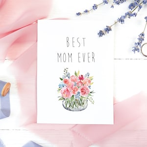 Mejor tarjeta del día de la madre de mamá, tarjeta en blanco del día de la madre feliz, tarjeta del día de la madre, tarjeta de primavera floral de mamá, tarjeta del día de la madre para un amigo, hecho en EE. UU.