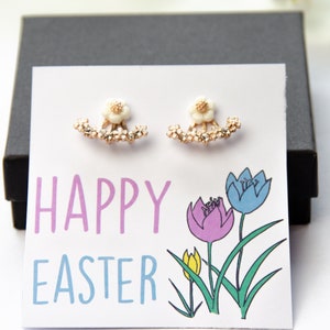 Glückliche Ostern Geschenke, Ostern Korb Geschenke für Kinder, Frühling Floral Tulpen Karte, Ostern Blumen ohrringe, Christian Ostergeschenke, Christian Schmuck