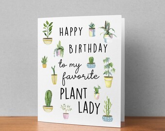 Plant Lady Birthday Card: Whimsical Houseplant Greeting Card - Etsy