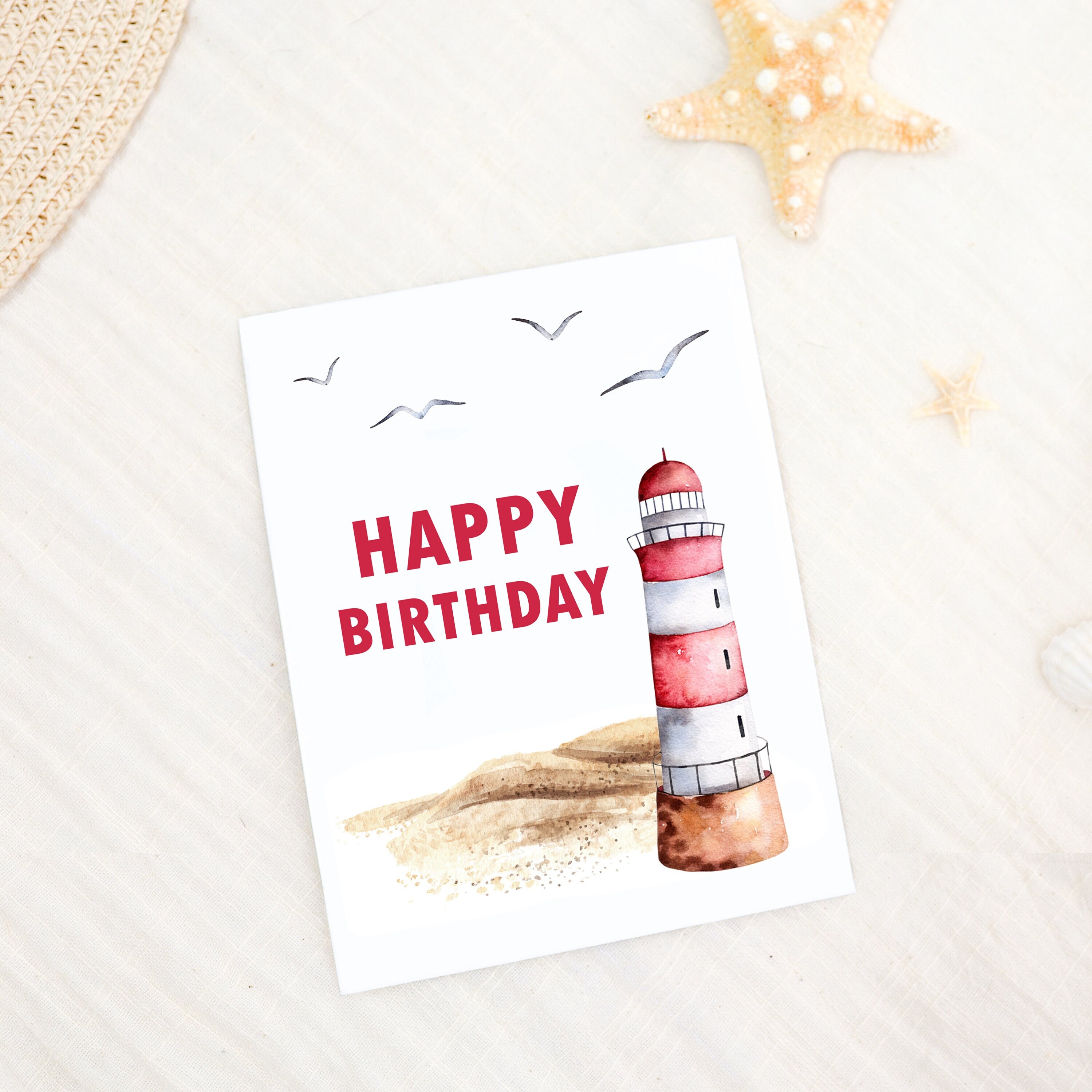 Biglietto Di Auguri Con Conchiglie E Mare - Bianco Interno Con Busta - Ideale Per Compleanno/anniversario #8535 - 3