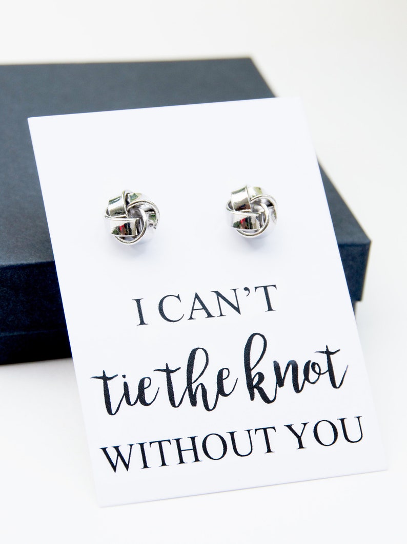 Personalized Tie the Knot Bridesmaid Earrings Proposal Gift, Custom Bridal Party Gift,Bridesmaid Proposal Gift,Custom Bridal Knot Earrings image 6